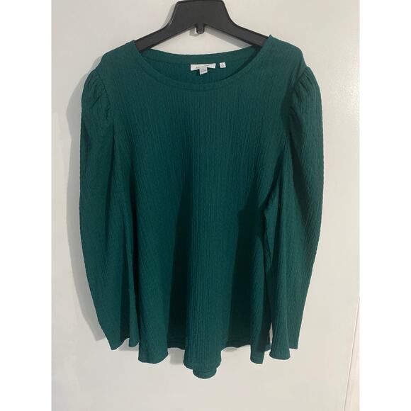 Chico’s top women’s size XL green puff sleeve peasant cottage office - Picture 1 of 4